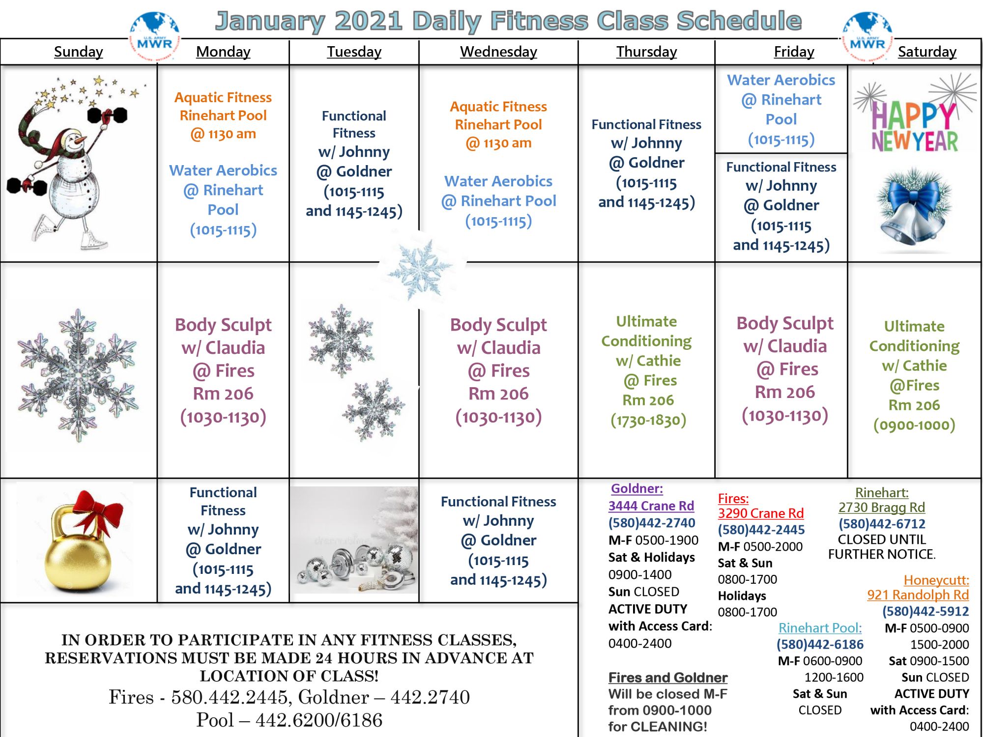 Monthly Fitness Calendar Ft. Sill US Army MWR